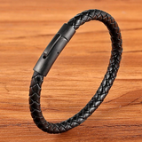 Thin Leather Bracelet Black Clasp