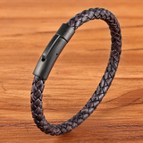 Thin Leather Bracelet Black Clasp