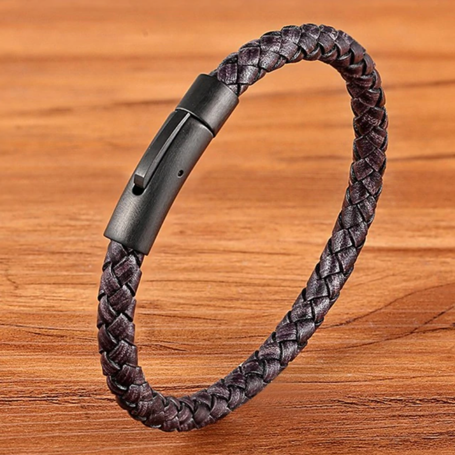 Thin Leather Bracelet Black Clasp