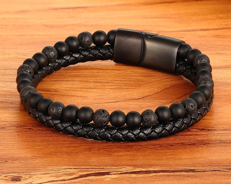 The Forge Duo - Leather Gemstone Bracelet