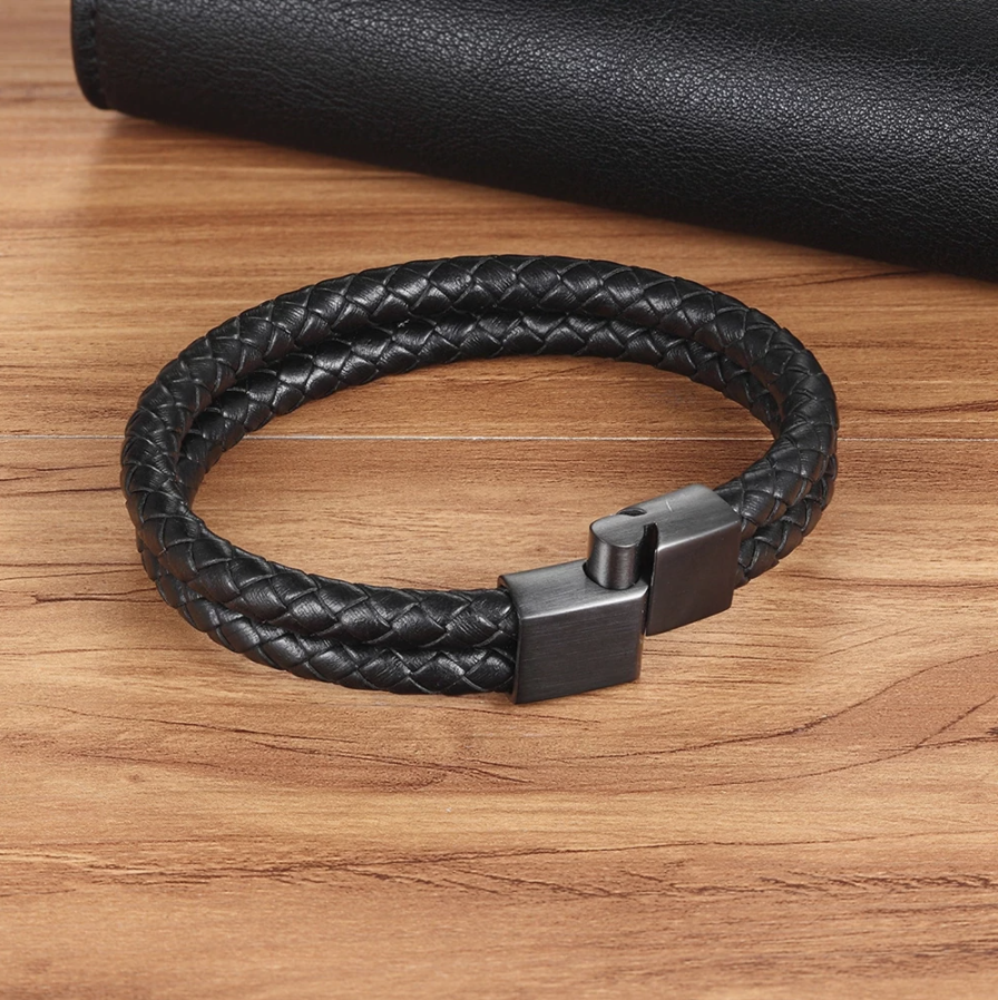 Double-Braid Leather Bracelet