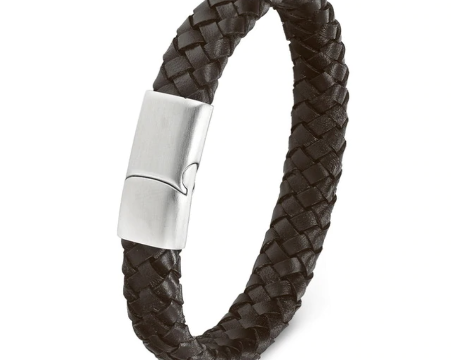 Wide Braided Leather Bracelet