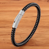Leather & Steel Twined Bracelet
