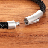 Leather & Steel Twined Bracelet