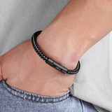 Leather & Steel Twined Bracelet