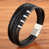 Layered Pattern Leather Bracelet