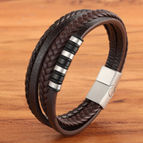 Layered Pattern Leather Bracelet