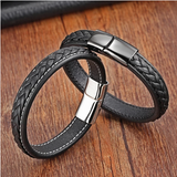 Braided and Saddle Stitched Leather Bracelet