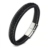 Braided and Saddle Stitched Leather Bracelet