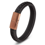 Braided and Saddle Stitched Leather Bracelet