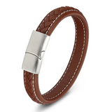 Braided and Saddle Stitched Leather Bracelet
