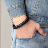 Braided and Saddle Stitched Leather Bracelet