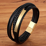 Stylish Layered Leather Men's Bracelet