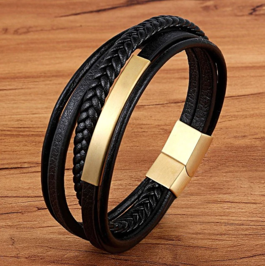 Stylish Layered Leather Men's Bracelet