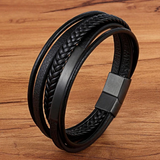 Stylish Layered Leather Men's Bracelet