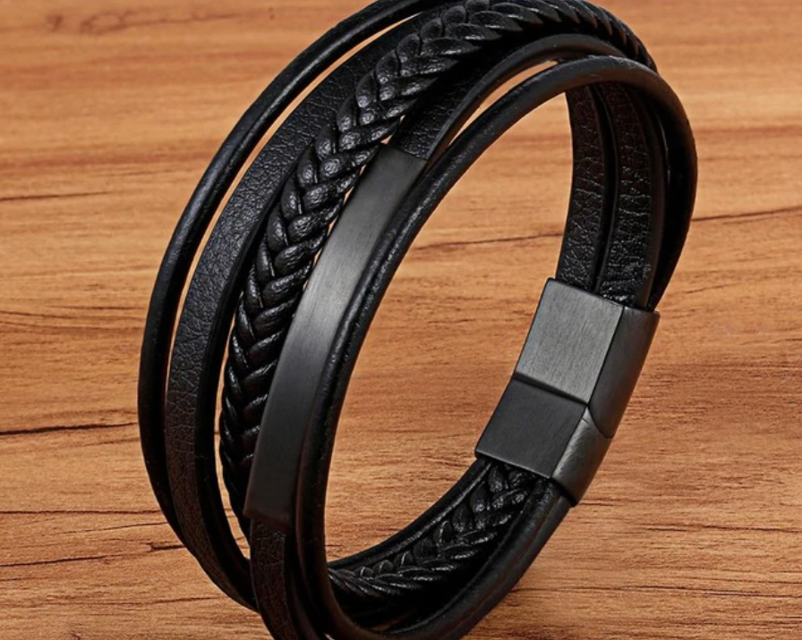 Stylish Layered Leather Men's Bracelet