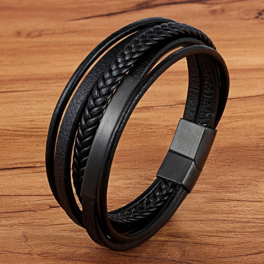 Stylish Layered Leather Men's Bracelet