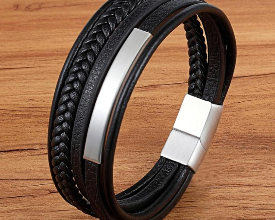 Stylish Layered Leather Men's Bracelet