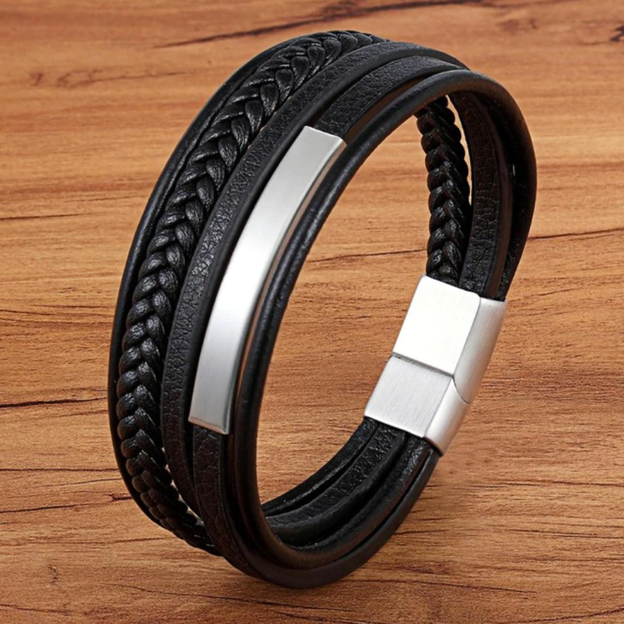 Stylish Layered Leather Men's Bracelet