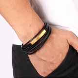 Stylish Layered Leather Men's Bracelet