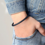Thin Braided Leather Bracelet