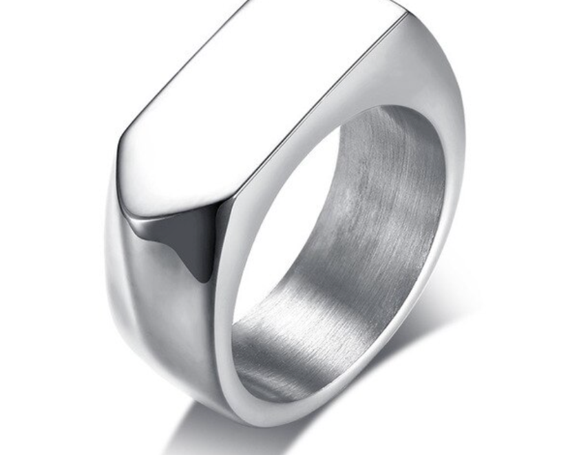 Rectangle Signet with V-Shape End Ring
