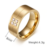 4CZ Gold 8mm Ring