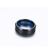 Black Tungsten Ring with Blue Inlay