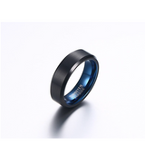Black Tungsten Ring with Blue Inlay