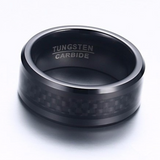 Black Tungsten Ring with Black Carbon Fiber