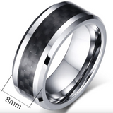Black Carbon Fiber Tungsten Ring