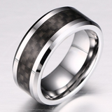 Black Carbon Fiber Tungsten Ring