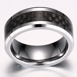 Black Carbon Fiber Tungsten Ring