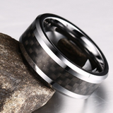 Black Carbon Fiber Tungsten Ring