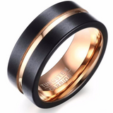 Rose Gold Center Groove Tungsten Ring