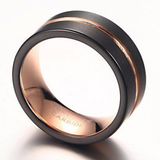 Rose Gold Center Groove Tungsten Ring
