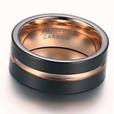 Rose Gold Center Groove Tungsten Ring