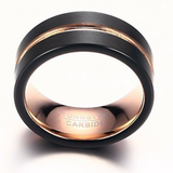 Rose Gold Center Groove Tungsten Ring