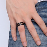 Rose Gold Center Groove Tungsten Ring