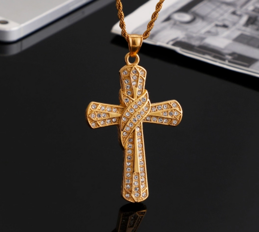 Wrapped CZ Cross Necklace