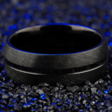 S.S. Brushed Black Center Groove Ring