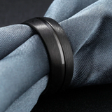 S.S. Brushed Black Center Groove Ring
