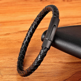 Thin Leather Bracelet Black Clasp