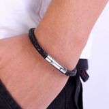 Thin Leather Bracelet Black Clasp
