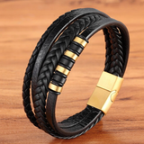 Layered Pattern Leather Bracelet