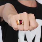Red CZ Signet Ring
