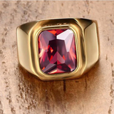 Red CZ Signet Ring
