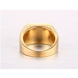 Gold Brick Signet with Black CZ