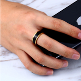 Black Brushed Center Gold Sided Ring