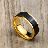Black Brushed Center Gold Sided Ring